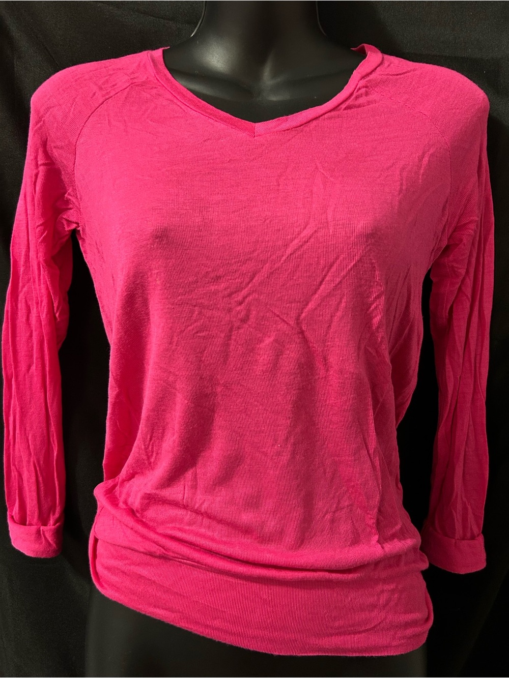 Tresics Hot Pink Long Sleeve V-Neck Top